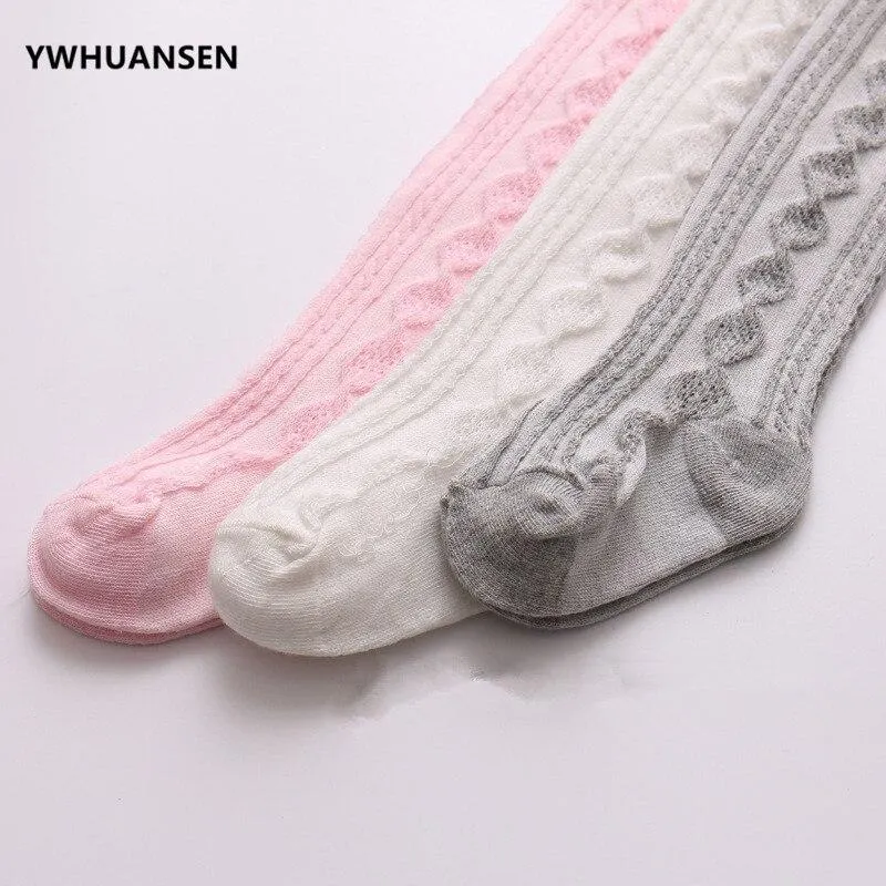 YWHUANSEN 0-6 Yrs Spring Summer Autumn Cute Baby Girls Mesh Cable Knit Tights Cotton Breathable Pantyhose For Toddler Girls Sale