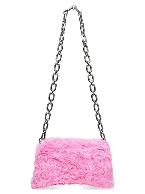 Balenciaga Downtown XS Shoulder Bag with Chain and Fake Fur