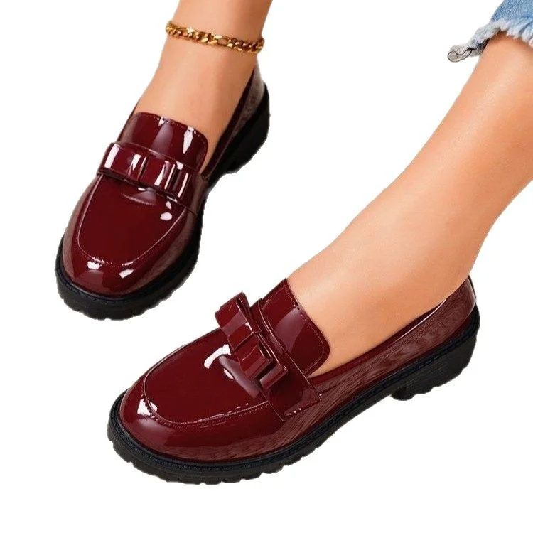 Yyvonne New Patent Leather Bright Eso And Retro Lefu Shoes Large-Size Fashion Casual Single Shoes