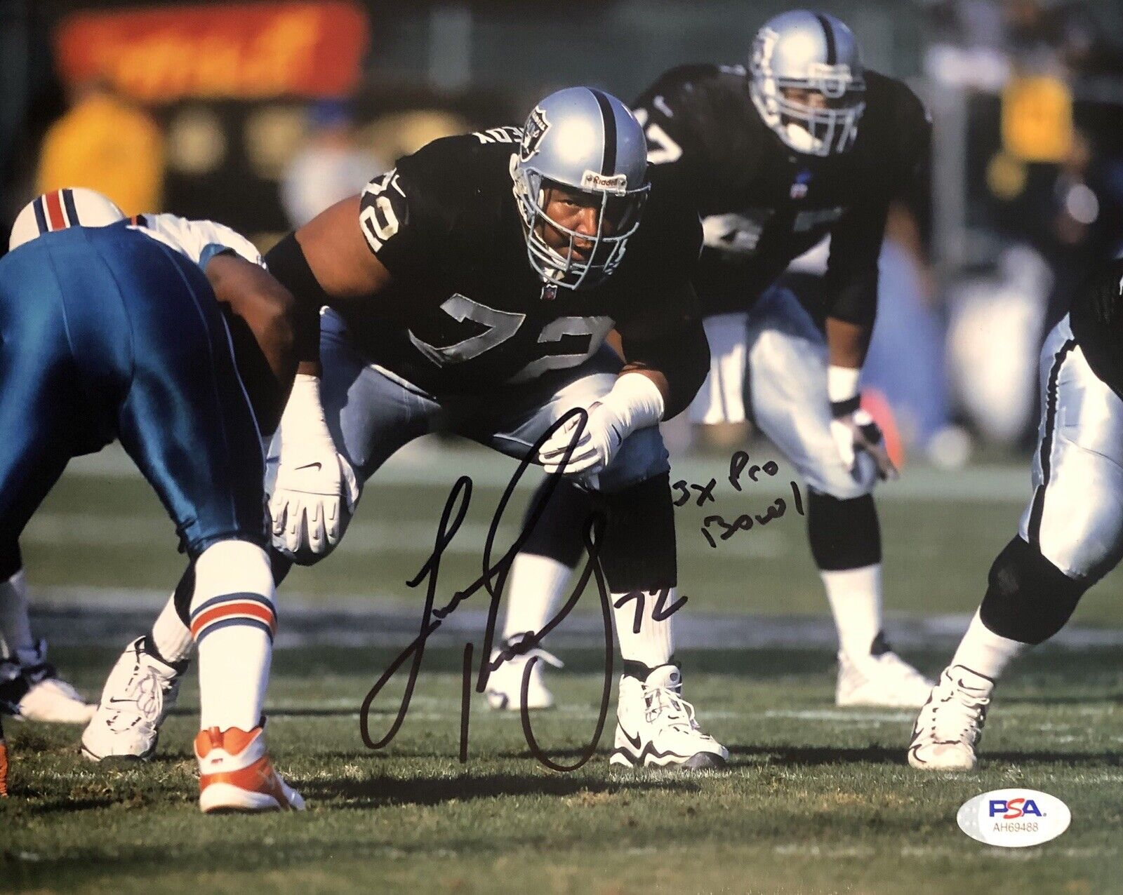 Lincoln Kennedy Signed Autographed Los Angeles Raiders 8x10 Photo Poster painting Psa/Dna