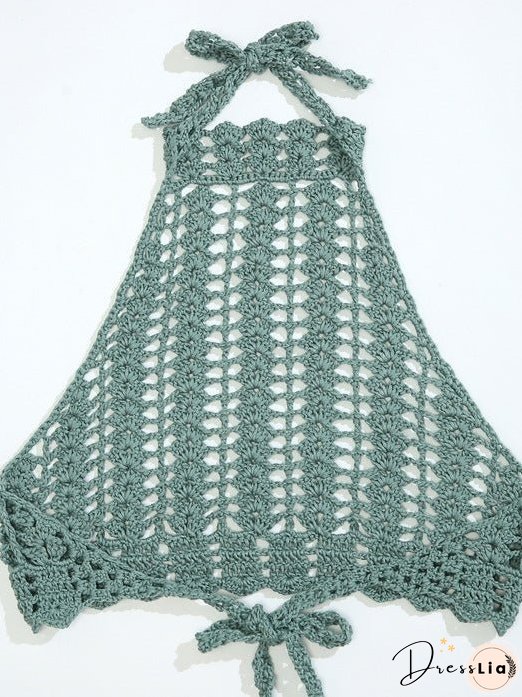Tie Back Crochet Halter Cover Up Top