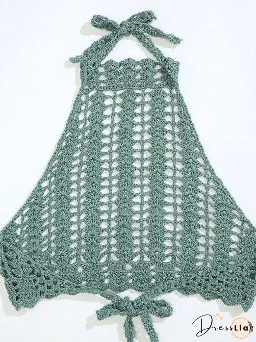 Tie Back Crochet Halter Cover Up Top