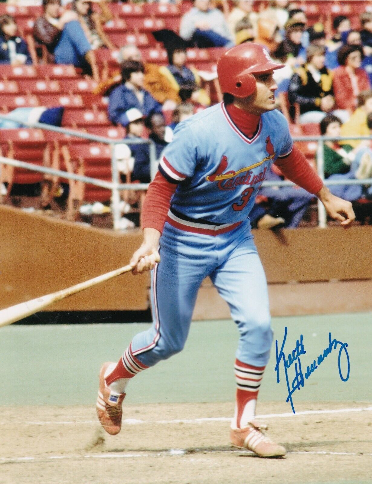 KEITH HERNANDEZ ST. LOUIS CARDINALS ACTION SIGNED 8x10