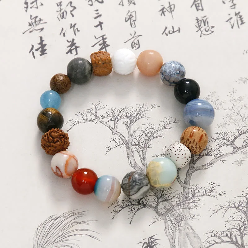 Natural Bodhi Seed Crystal Stone Agate Keep Away Evil Spirits Bracelet