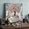 Kit sp&eacute;cial de peinture en forme de grand diamant en forme d&rsquo;arbre &agrave; fleurs avec cadre 9,84x9,84 pouces