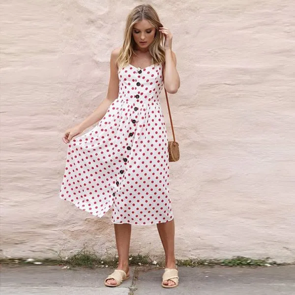 Button Striped Print Cotton Casual Beach Summer Dress Sexy Spaghetti Strap Pockets V-neck Off Shoulder Women Midi Dress Vestidos