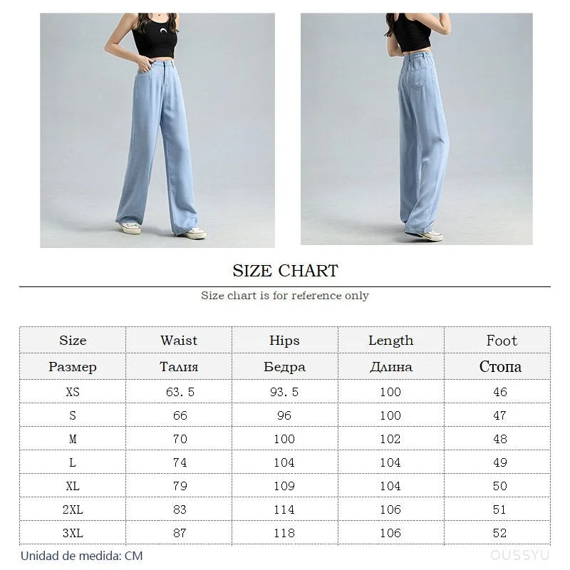 Summer Thin Soft Women&#39;s Jeans Natural Lyocell Fabric Baggy Wide Leg Denim Pants Streetwear Loose Casual Female Clothing XS-3XL