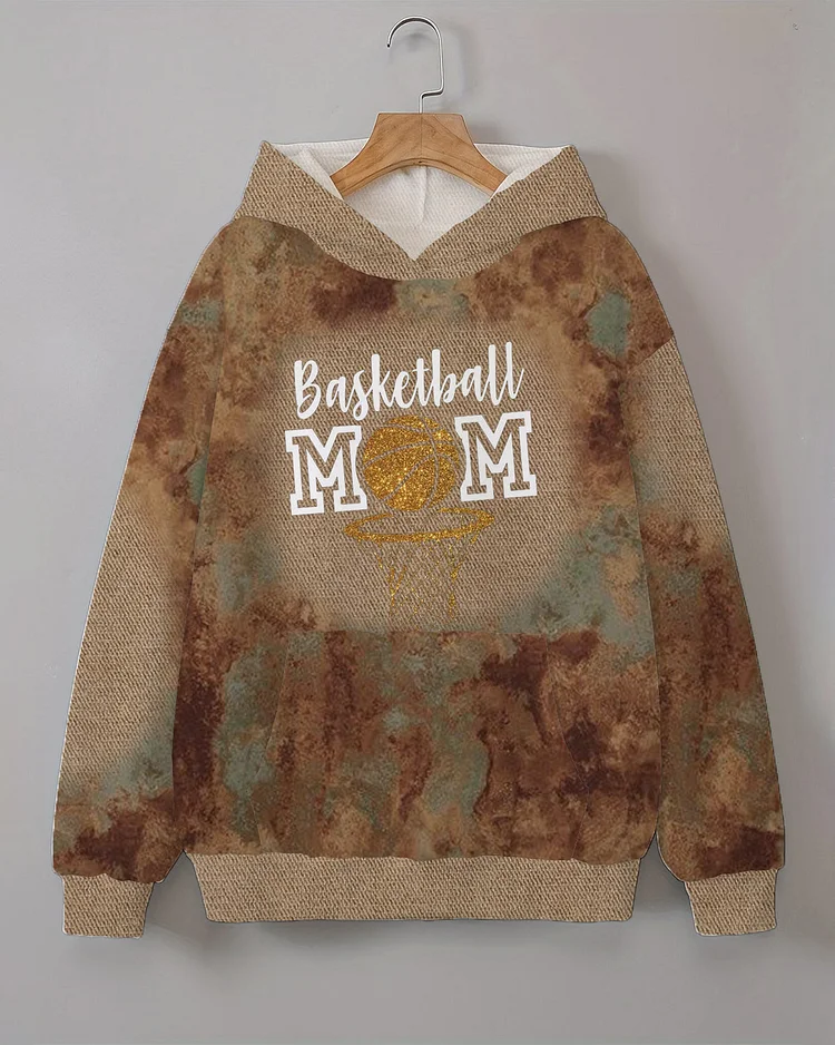 Basketball Mom Western Country Print Long Sleeve Hoodie With Pocket