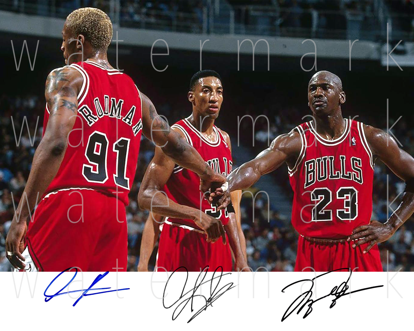 Michael Jordan Dennis Rodman Pippen signed 8X10 inch Photo Poster painting picture poster rp