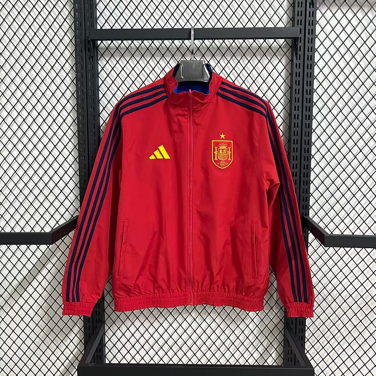 2026-27 Spain Red and Blue Reversible Waterproof Trench Coat