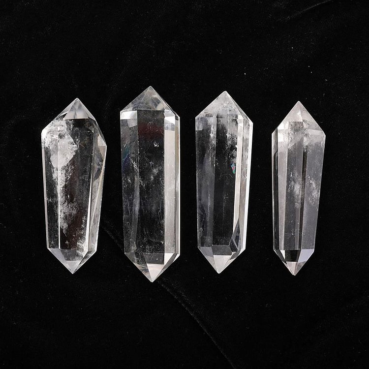Set of 4 Clear Quartz Double Terminated Towers Points Bulk
