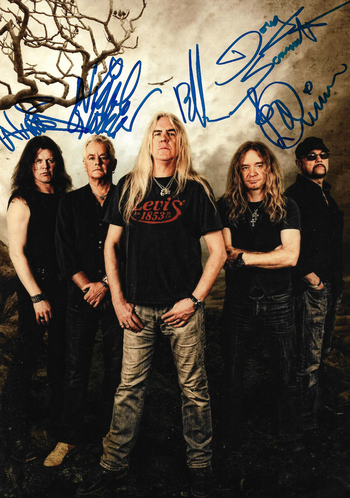 Saxon Band full signed 8x12 inch Photo Poster painting autographs