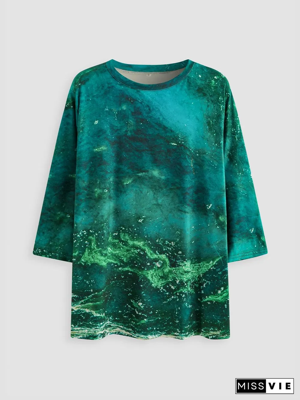 Printed Long Sleeve Crew Neck Casual T-shirt