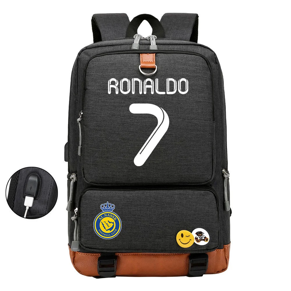 Buzzdaisy Get Sports-Ready with Cristiano Ronaldo Printed Multi-Storage Backpack w/ USB and Laptop Space