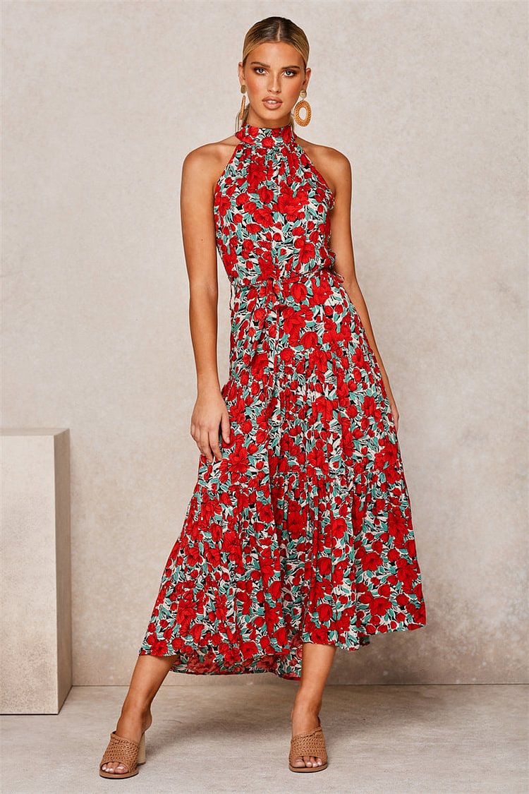 Summer Polka Dot Casual Dresses ( Red 100 )