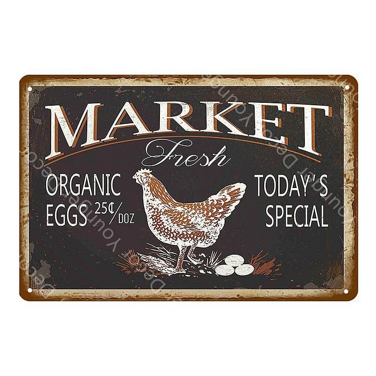 Fresh Happy Chicken - Vintage Tin Signs/Wooden Signs - 7.9x11.8in & 11.8x15.7in
