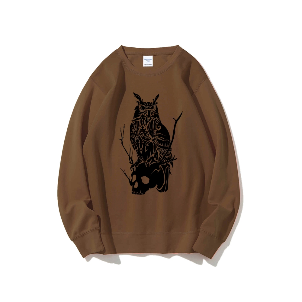 Nocturnal Vigilance: The Owl's Silent Watch Crew Neck Sweatshirt