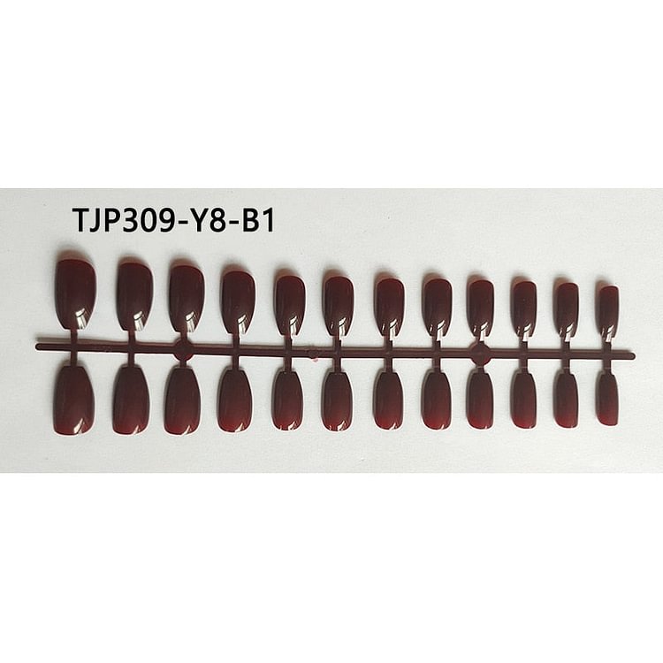 24PCS Reusable False Nail Artificial Tips Full Cover Decorated Short Round Press on Nails Art Fake Extension Decorations