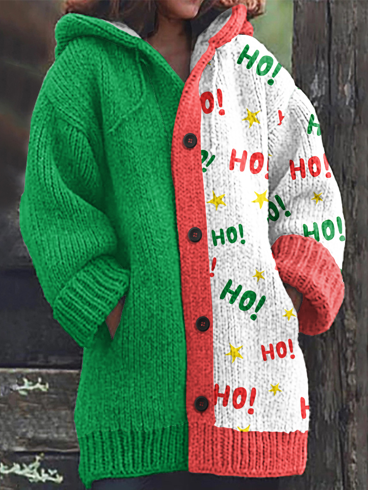Comstylish Ho Ho Ho Christmas Holiday Patchwork Pattern Women's Sweater