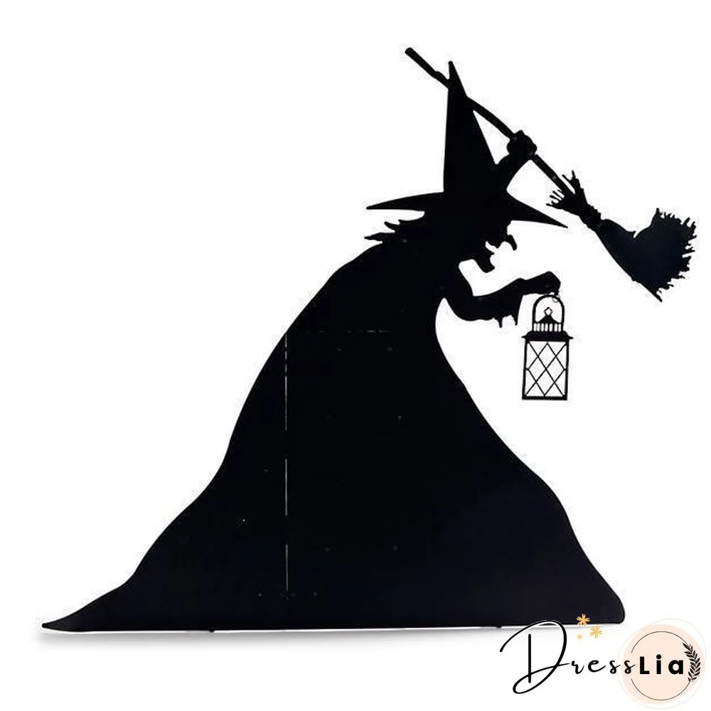 Witch with Lantern Silhouette