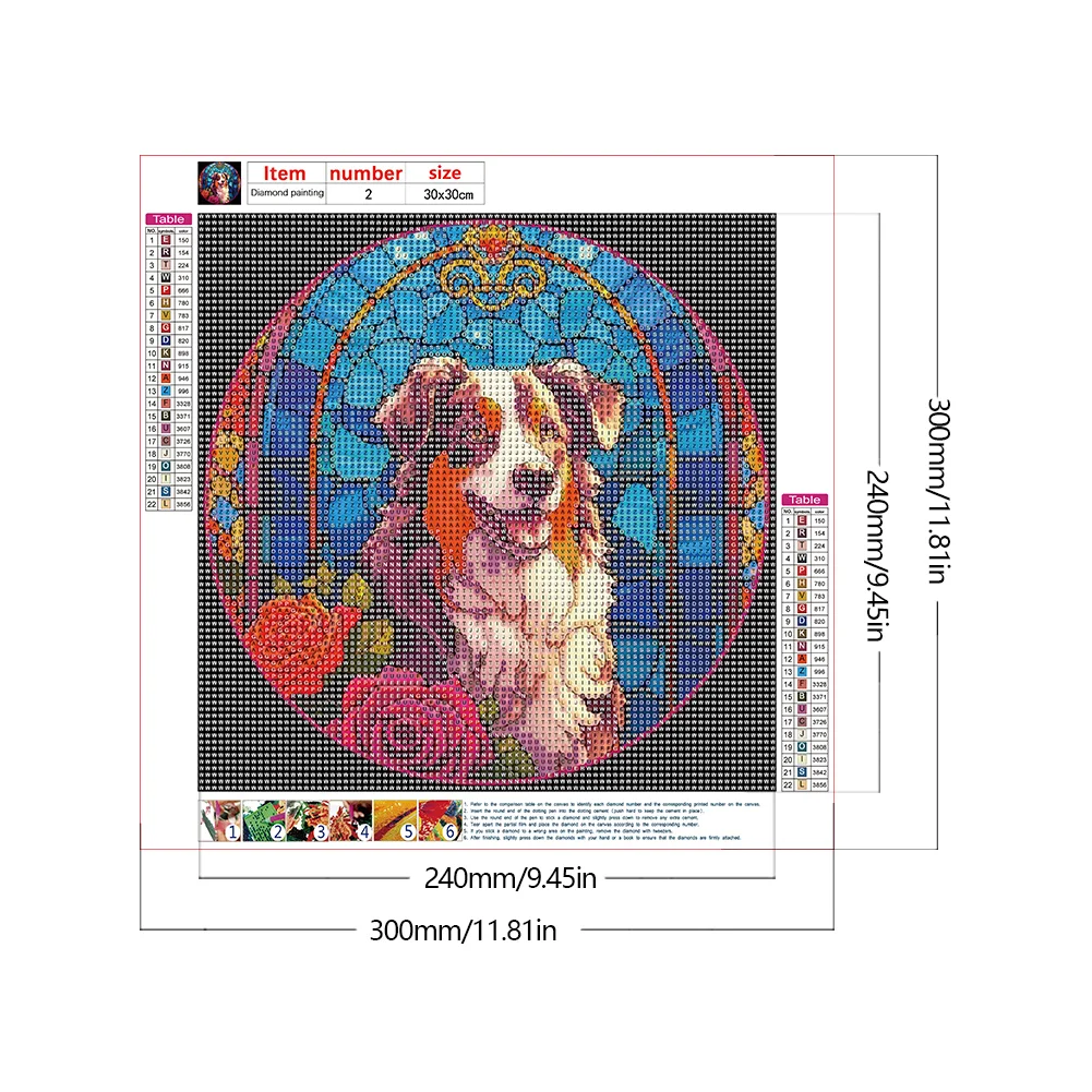 Full Round Diamond Painting 30*30cm - Stained Glass Dog