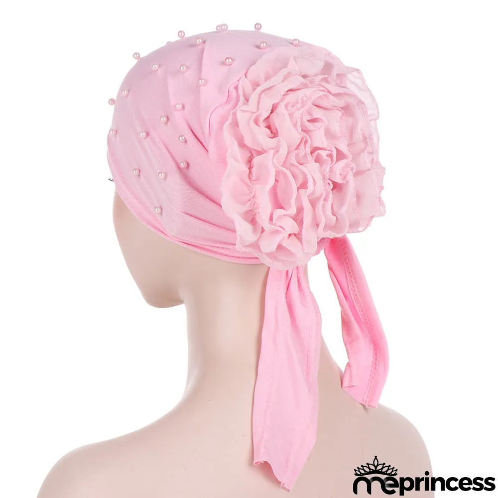 Women's Beads Flowers Muslim Turban Hat Cap