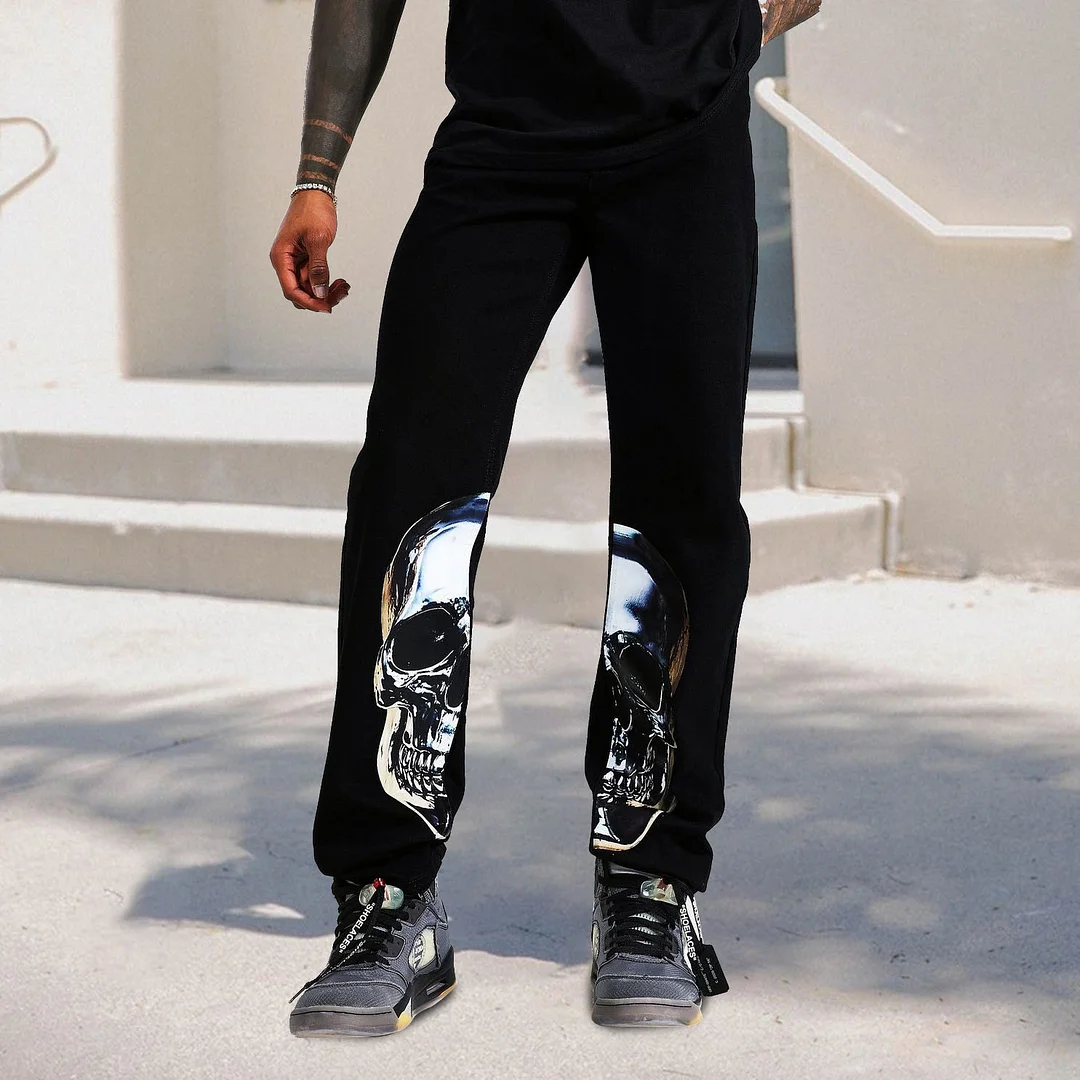 Metal skull casual street jeans
