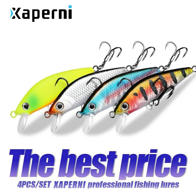 Xaperni Hot sales 4pcs/set 50mm 4.4g Silent hot model fishing lures hard bait 10set choose minnow quality professional tackle