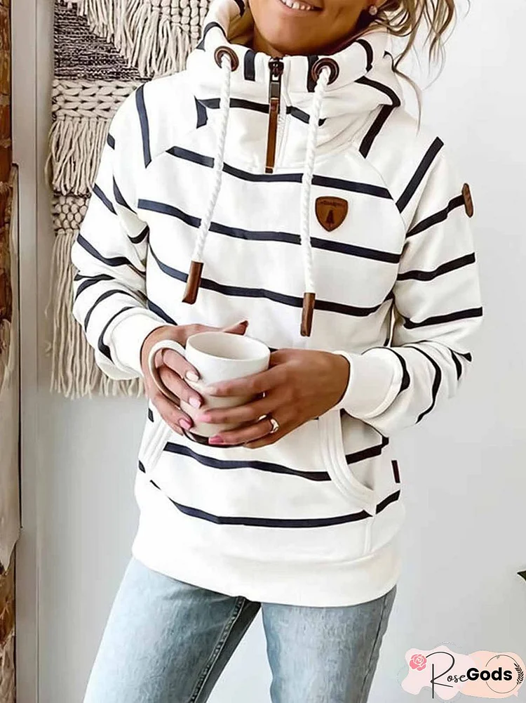 Hoodie Long Sleeve Striped Casual Sweatshirts