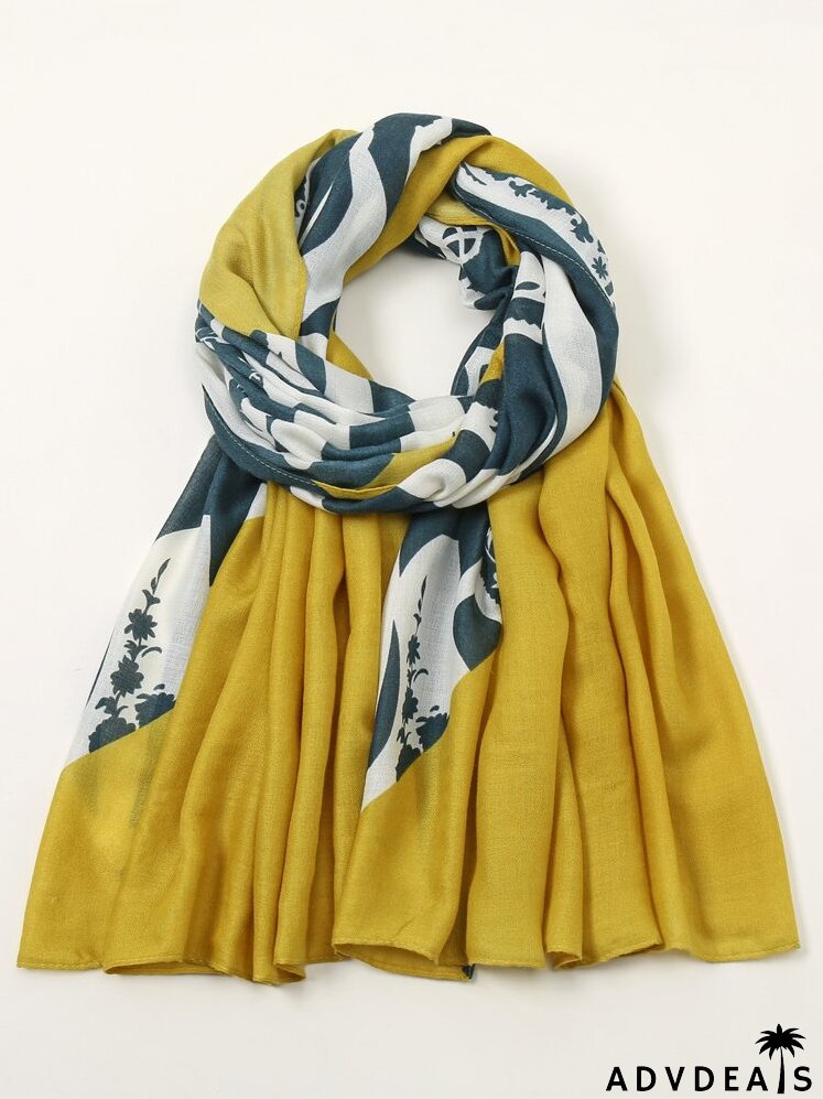 Floral & Letter Graphic Scarf