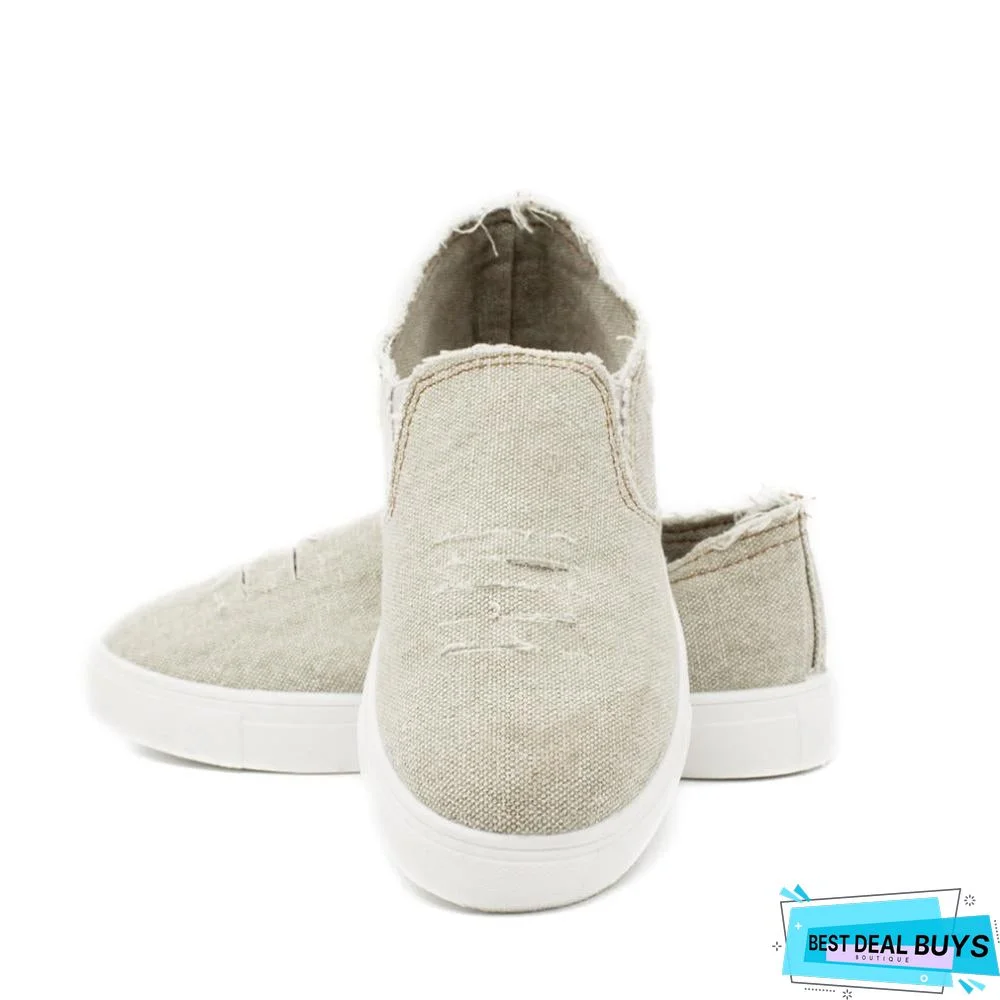 Women Denim Canvas Casual Platform Breathable Footwear Classic Loafers A Pedal Lazy Sneakers Shoes