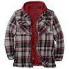Men's Plaid Flannel Hoodie Thicken Coat Plus Size Jacket