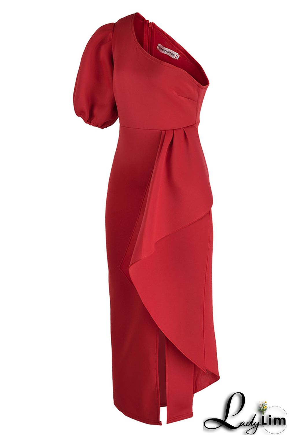 Yellow Celebrities Elegant Solid Patchwork Flounce Asymmetrical Oblique Collar Evening Dress Dresses