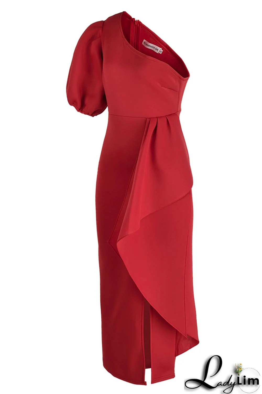 Yellow Celebrities Elegant Solid Patchwork Flounce Asymmetrical Oblique Collar Evening Dress Dresses