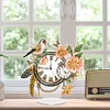 (US Local)Acrylic Special Shape Flower Bird Diamond Painting Clock Ornaments Kit for Home