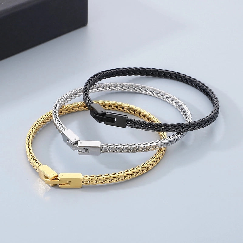 European Hip Hop Street Fashion Stainless Steel Jewelry Buckle Encrypted Chain Men's Bracelet