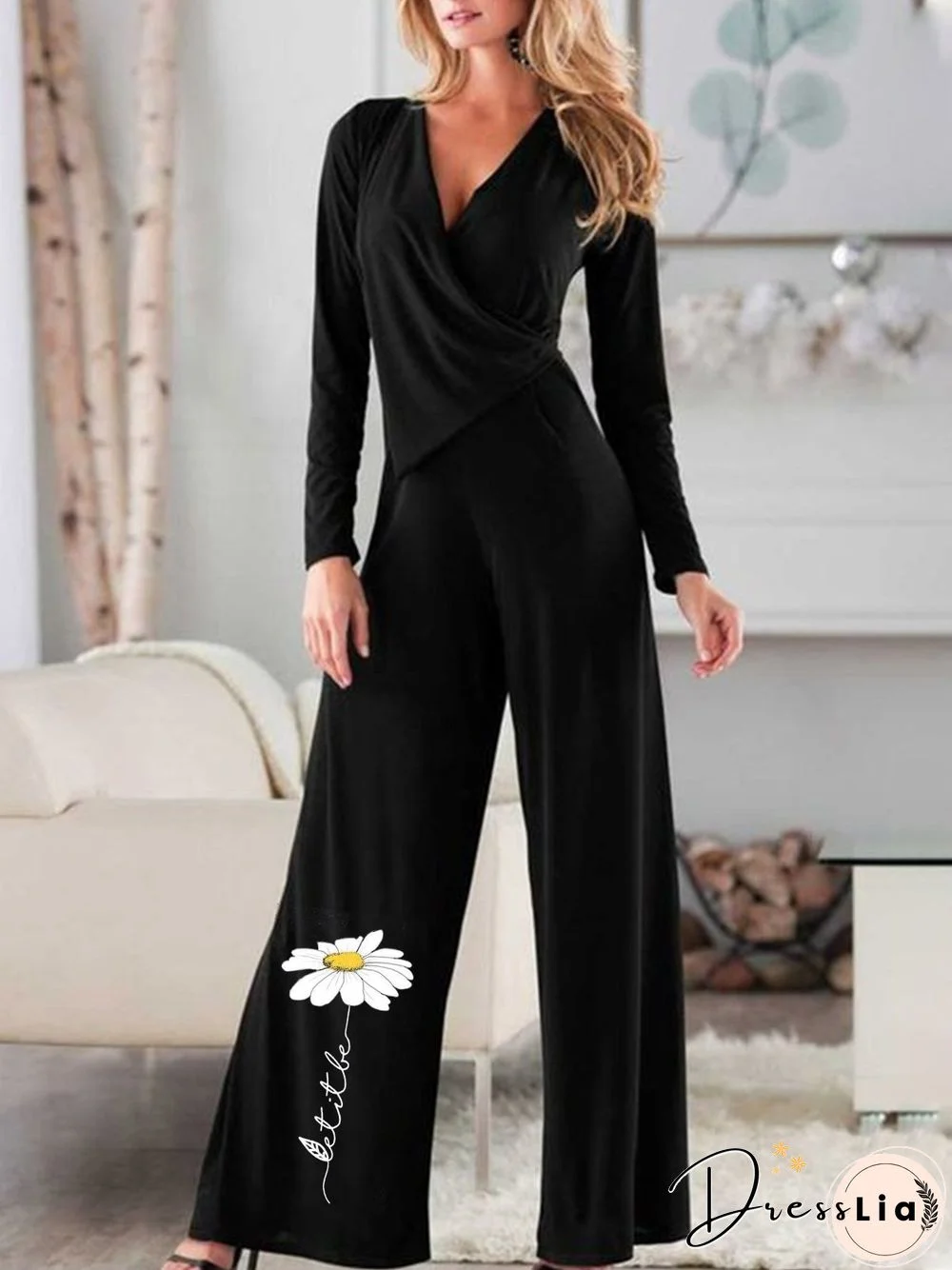 Casual Daisy Long Sleeve Loose Jumpsuit & Romper