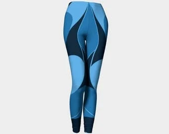 pornhint Pornhint Leggings, Yoga Leggings, Fashion Leggings, Workout Leggings, Abstract  Pattern Design, Blue Leggings, Athletic