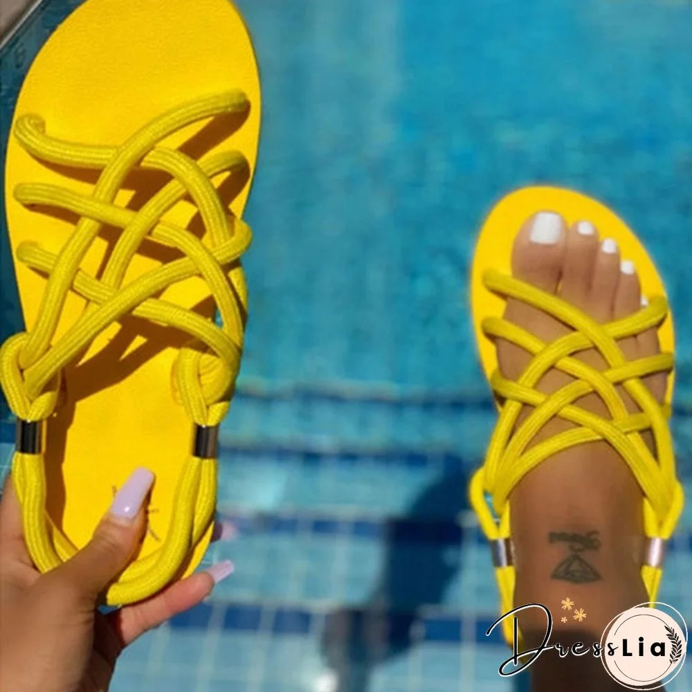 Fashion Rope Summer Shoes Boho Beach Sandals Women Flats Sandals Slides Flat Sandals