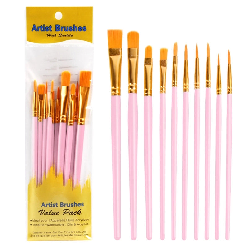 New 10 Blue Plastic Painting Oil Painting Brush Set