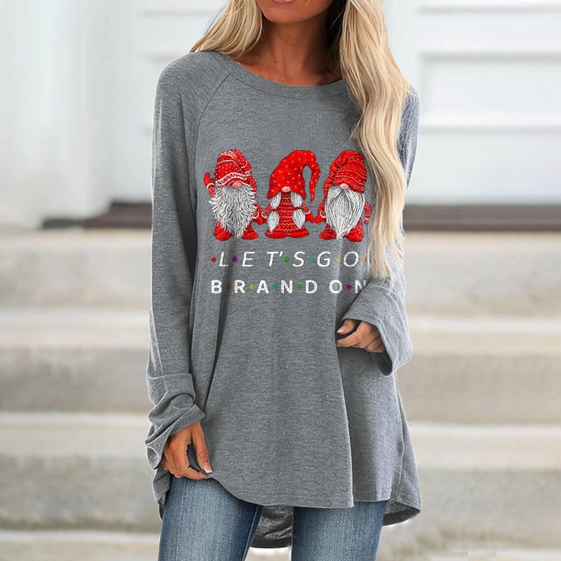 Let's Go Brandom Printed Christmas Dwarf Women's T-shirt