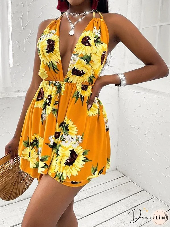 Dresses Sunflower V-Neck Bare Back Casual Dress for Women