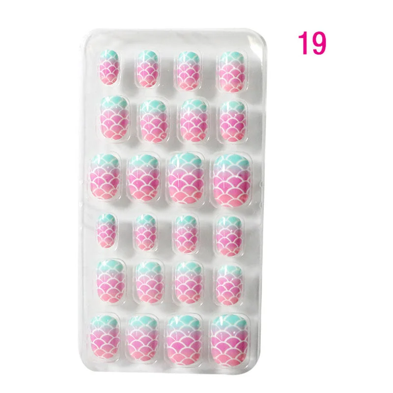 24PCS/box Children/adult Cartoon Candy Fake Nails Full Coverage Self-adhesive Nail Polish Cute Girl Manicure Decoration CL02