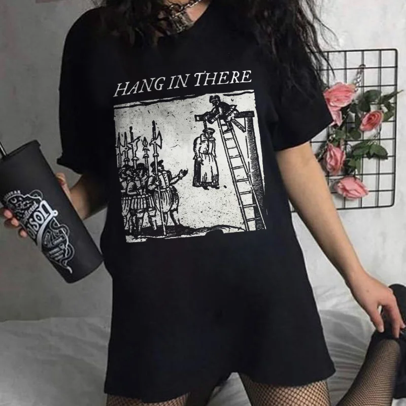Hang in There Gallows Printed Women's T-shirt -  