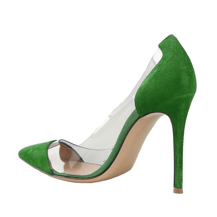 Green Pointed Toe Stiletto Heel Pumps -   4 Inch Heels Vdcoo