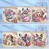 (US Local)6Pcs Cats Dogs DIY Diamond Painting Greeting Card Kit with Envelope for Friend
