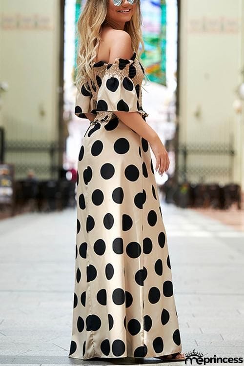 Dot Off Shouler Maxi Dress