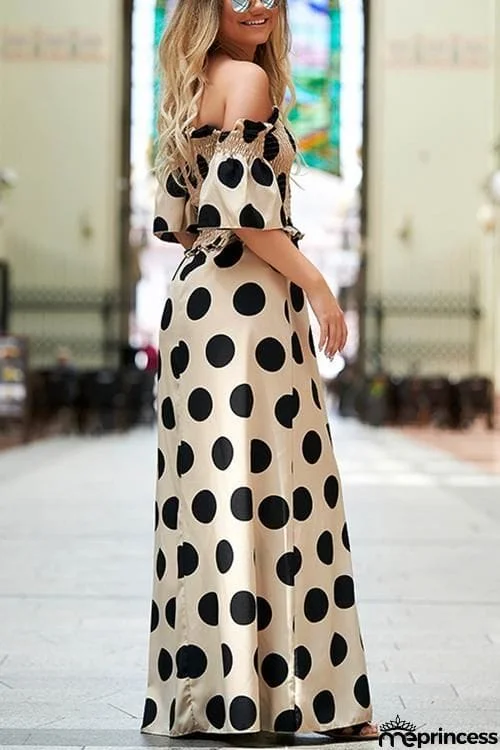 Dot Off Shouler Maxi Dress