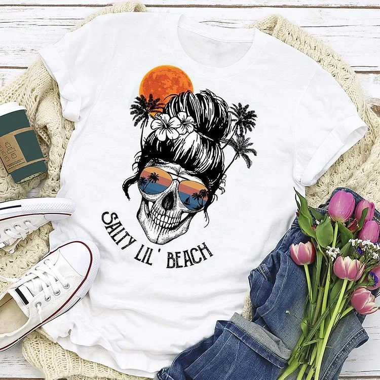 Salty Lil' Beach Skull Lovers T-Shirt Tee --Annaletters