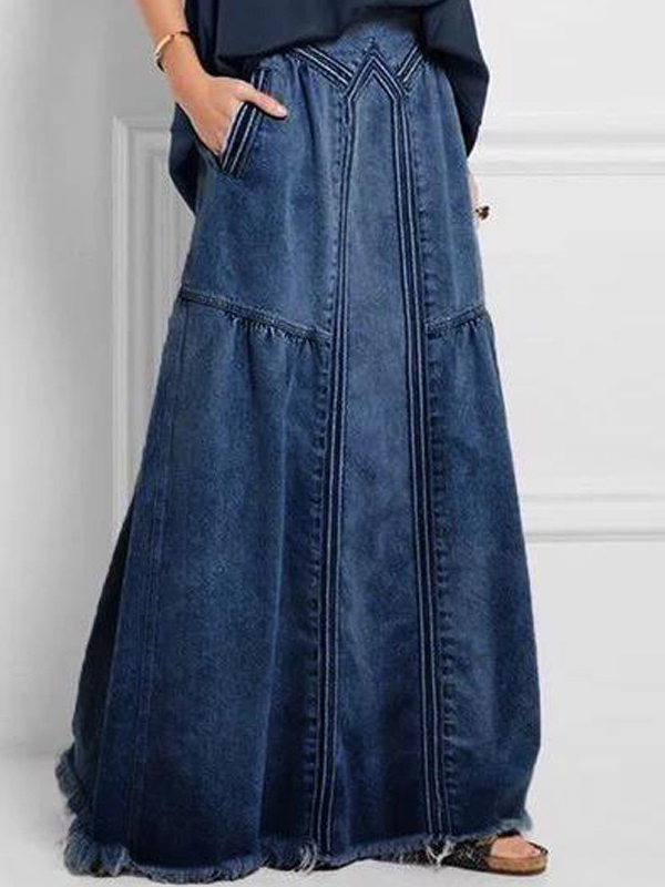 Brushed Elastic High-waisted Simple And Versatile Long Skirt hjn Shicloths